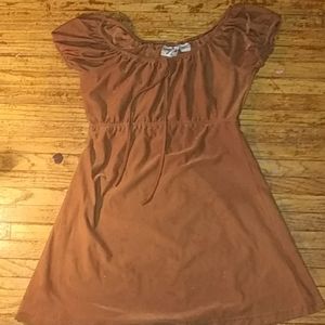 Brown mini off the shoulder dress
